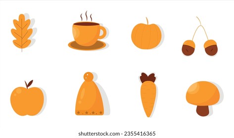 icon vector autumn elements collection