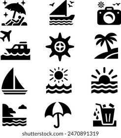 Icon vector beach vacation holiday