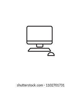 icon vector black line white computer 