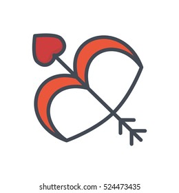 Icon Vector Bow Valentines Day Colored Filled Cupid
