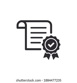 Сertificate icon. Vector certificate icon. License icon. Premium quality. Achievement badge. Quality mark. Check mark. Vector check mark. Approved. Extended license. Contract. Agreement. Quality seal