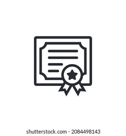 Сertificate icon. Vector certificate icon. License icon. Premium quality. Achievement badge. Quality mark. Star. Approved. Extended license. Contract icon. Agreement. Quality seal. Patent sign. Stamp