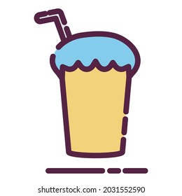 Icon Vector of Chocolate Shake - Line Cut Style - Simple illustration, Editable stroke, Design template vector, Good for prints, posters, advertisements, announcements, info graphics, etc.