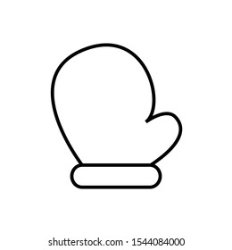 Icon Vector Christmas Mitten Winter Glove Outline Only No Fill On White Background. 
Flat Icon For Web, Apps, Or Design Product EPS10. Christmas Ornament Decoration.
