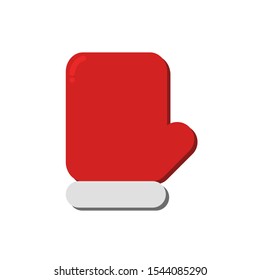 Icon Vector Christmas Mitten Winter Glove Red White Fill On White Background. 
Flat Icon For Web, Apps, Or Design Product EPS10. Christmas Ornament Decoration.