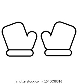 Icon Vector Christmas Mitten Winter Glove Outline Only No Fill On White Background. 
Flat Icon For Web, Apps, Or Design Product EPS10. Christmas Ornament Decoration.