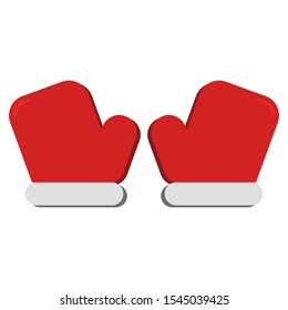 Icon Vector Christmas Mitten Winter Glove Red White Fill On White Background. 
Flat Icon For Web, Apps, Or Design Product EPS10. Christmas Ornament Decoration.