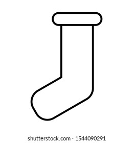 Icon Vector Christmas Sock Stocking Outline Only No Fill On White Background. 
Flat Icon For Web, Apps, Or Design Product EPS10. Christmas Ornament Decoration.
