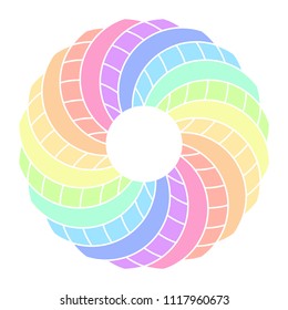 Icon vector circle overlap with rainbow pastel color background