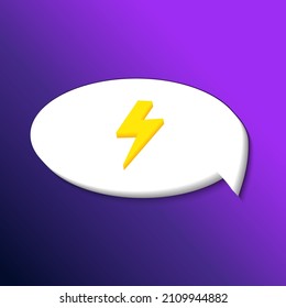 The icon vector is a cloud of thoughts and inside is a lightning bolt. Fashionable user interface design with realistic weather icon. realistic 3d graphic icon for website, mobile application.