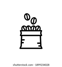 Icon Vector of Coffee bean in a bag