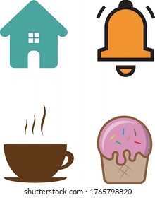 icono vector café campana hogar y helado
