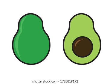 icon vector colorful two avocado with slice 
