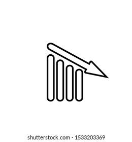 Icon Vector Come Down Growth Bar Data Statistic Outline Only No Fill 
On White Background. Flat Icon For Web, Apps, Or Design Product EPS10
