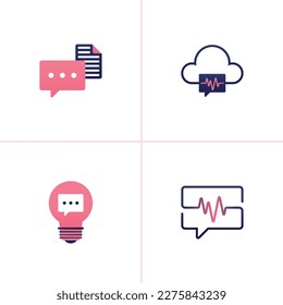 Icon vector of comments feedback and document, cloud tech frequency, ideas in conversation, pulses and waves in dialogue. can be used for company websites, poster ads, startup banners, mobile apps