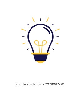 icon vector concept of basic or regular lamp shining and sparkling with curved wick in simple line style. Can used for social media, website, web, poster, mobile apps