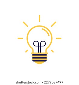 icon vector concept of basic or regular light bulb sparkling and shining in simple line style. Can used for social media, website, web, poster, mobile apps