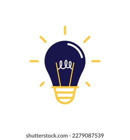 icon vector concept of basic or regular sparkling light bulbs has a spiral shaped wick. Can used for social media, website, web, poster, mobile apps