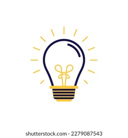 icon vector concept of basic or regular light bulb sparkling and shining with butterfly flick in simple line style. Can used for social media, website, web, poster, mobile apps