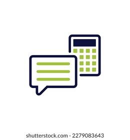icon vector concept of Calculation advice in accounting, budgeting and tax illustrated with comments and calculator symbols. Can used for social media, website, web, poster, mobile apps