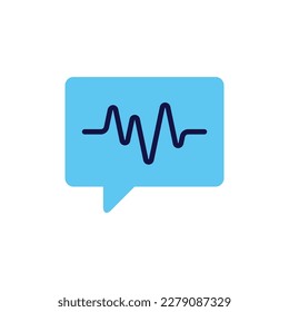 icon vector concept of conversation review, seismic or health findings are illustrated by comments and heart or radio wave symbols. Can used for social media, website, web, poster, mobile apps