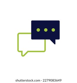 icon vector concept of feedback, debate or complaint response is illustrated by two overlapping comment signs in opposite directions. Can used for social media, website, web, poster, mobile apps