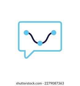 concepto de vector de icono de revisión de curvas estadísticas ilustradas con comentarios y símbolos de gráfico de línea. Puede ser usado en medios sociales, sitios web, páginas web, afiches, aplicaciones móviles
