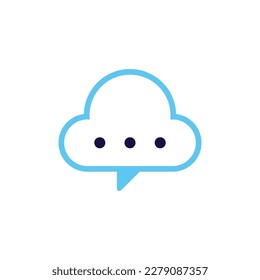 icon vector concept of Reviews and opinions stored in cloud illustrated by comment symbol in shape of cloud. Can used for social media, website, web, poster, mobile apps