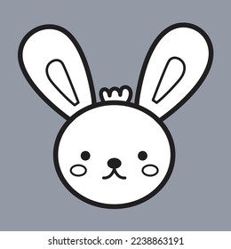 icon vector cute rabbit black and white outline for decorating celebration seasonal theme
