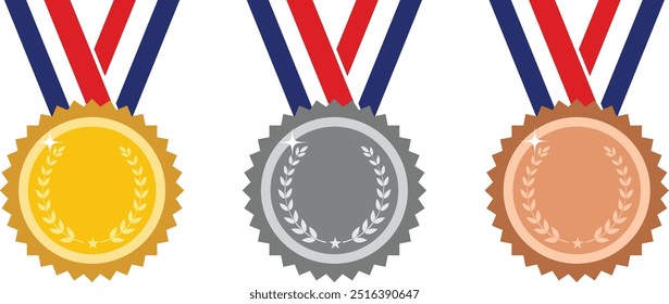 ícone, vetor, design, ouro, fita, ilustração, rótulo, esporte, sucesso, celebração, metal, sinal, jogo, emblema, troféu, vencedor, prêmio, prata, medalha, bronze, cerimônia, prêmio, ouro, competição, hono