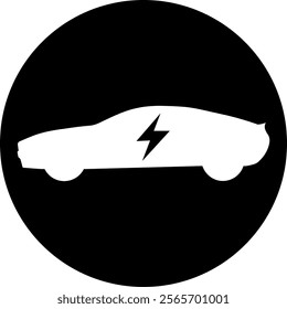 icon vector eletric car coupe type with black circle background