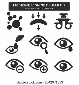 Icono Vector de Eye Exam 5 - Estilo Glifo - Ilustración simple, Acto editable, Vector de plantilla de diseño, Buena para impresiones, carteles, anuncios, anuncios, gráficos de información, etc.