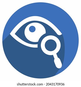 Icono Vector de examen ocular - Estilo de sombra larga - Ilustración simple, trazo editable, vector de plantilla de diseño, Buena para impresiones, carteles, anuncios, anuncios, gráficos de información, etc.