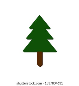 Icon Vector Fir Pine Tree Green and Brown Fill On White Background. 
Flat Icon For Web, Apps, Or Design Product EPS10. Christmas Decoration.