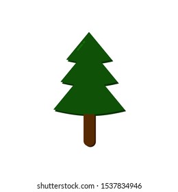 Icon Vector Fir Pine Tree Green and Brown Fill On White Background. 
Flat Icon For Web, Apps, Or Design Product EPS10. Christmas Decoration.