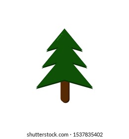 Icon Vector Fir Pine Tree Green and Brown Fill On White Background. 
Flat Icon For Web, Apps, Or Design Product EPS10. Christmas Decoration.