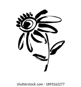 Icon vector flover. Eco nature healthy concept. Green natural plant symbol. Logo sign design. Modern brush ink illustration isolated on white background