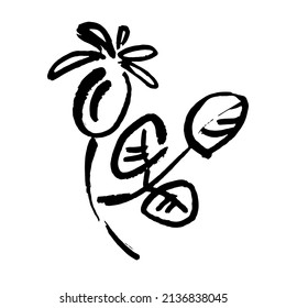 Icon vector flover. Eco nature healthy concept. Green natural plant symbol. Logo sign design. Modern brush ink illustration isolated on white background