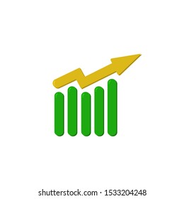 Icon Vector Fluctuate Growth Bar Data Statistic Gold and Green Fill 
On White Background. Flat Icon For Web, Apps, Or Design Product EPS10