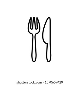 Icon Vector Fork Knife Outline Only No Fill On White Background. 
Flat Icon For Web, Apps, Or Design Product EPS10