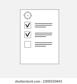 lista de verificación de formularios vectoriales de icono con marca de verificación