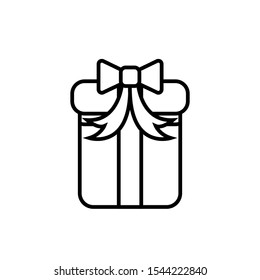 Icon Vector Gift Box Outline Only No Fill On White Background. 
Flat Icon For Web, Apps, Or Design Product EPS10. Christmas Ornament Decoration.