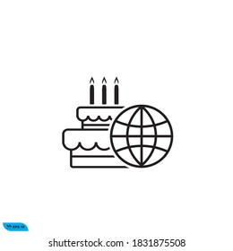 Icon vector graphic of birthday world, good for template