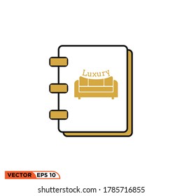 Icono vectorial gráfico de la silla del catálogo de libros, bueno para la web de plantillas, etc