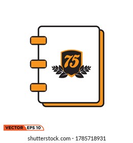 Icon vector graphic of book reunion number 75, good for design template 