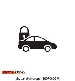 Icono vectorial gráfico del coche con candado, bueno para la plantilla