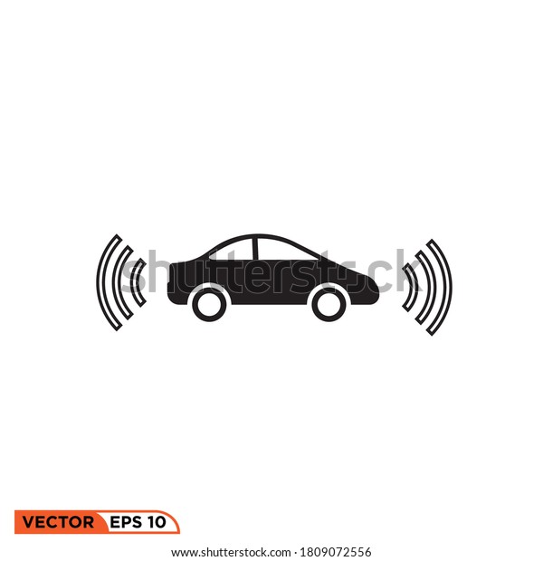Icon\
vector graphic of car with sensor, good for\
template