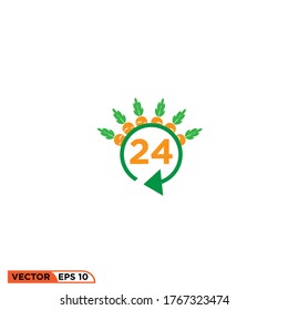 icon vector graphic of carrot last 24 hours, good for web illustration etc
