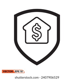 Icon vector graphic of dollar house shield