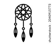Icon vector graphic of dream cather. American Indian designed element traditional art. Icons in line style. Good for prints, posters, flyers, advertisements, announcements, logo, etc.
